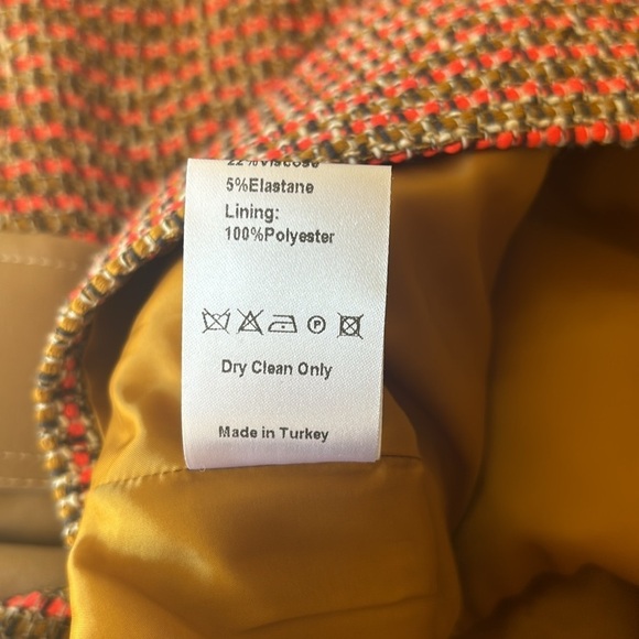 NWT Karen Millen Tweed And Contrast Pocket A Line Mini Dress Tan and Orange 10 - Picture 12 of 13